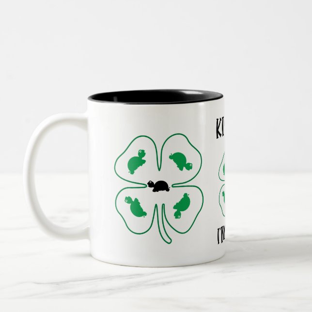 MaJk Turtle "Kiss me I'm Irish" lucky  ceramic Two-Tone Coffee Mug (Left)