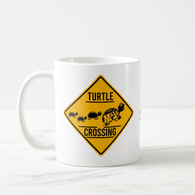 MaJk Turtle " Turtle crossing" Yield sign ceramic Coffee Mug (Left)