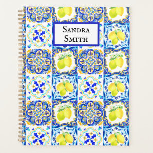 Majolica Azulejo Mediterranean Lemon Tiles Planner