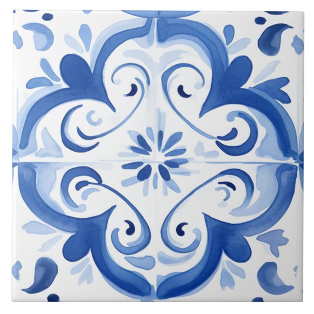 Majolica ,blue tiles,Sicilian tiles,Ceramic Tile (Front)