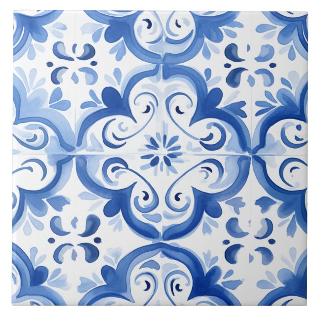 Majolica ,blue tiles,Sicilian tiles,Ceramic Tile (Front)
