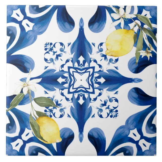 Majolica,lemon,Sicilian tiles,Ceramic Tile (Front)