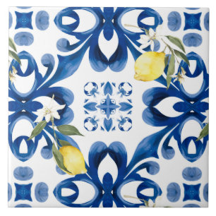 Majolica,lemon,Sicilian tiles,Ceramic Tile