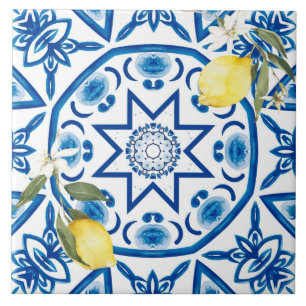 Majolica,lemon,Sicilian tiles,Ceramic Tile