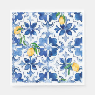Majolica,lemon ,Sicilian tiles, Napkin