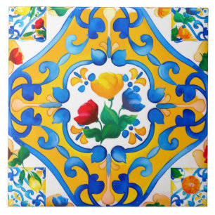 Majolica,lemon ,Sicilian tiles, Tile