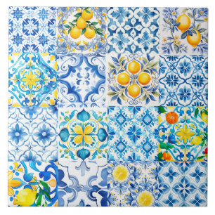 Majolica,lemon ,Sicilian tiles, Tile