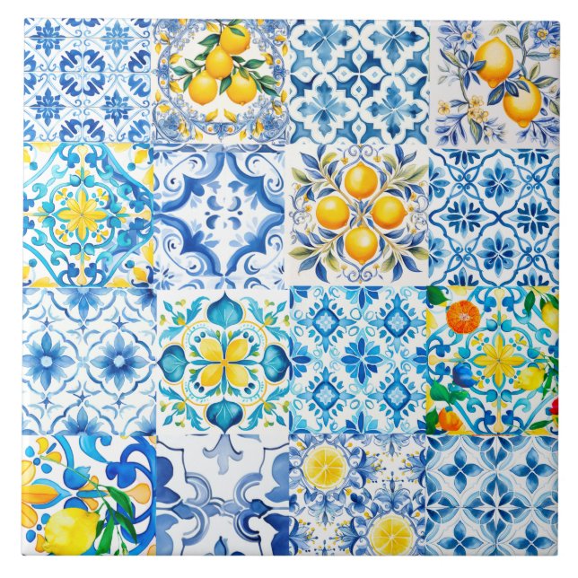 Majolica,lemon ,Sicilian tiles, Tile (Front)