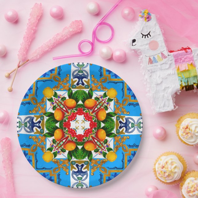 Majolica,Mediterranean tiles, Paper Plate (Party)