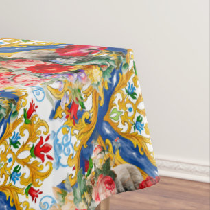 Majolica,Sicilian style, flowers   Tablecloth