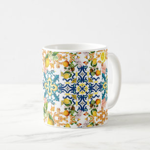 Majolica,Sicilian tiles,lemons citrus  Coffee Mug