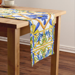 Majolica,Spanish tile ,mediterranean   Short Table Runner