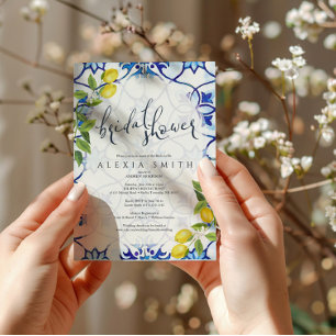 Majolica tiles bridal shower invitation Sicilian
