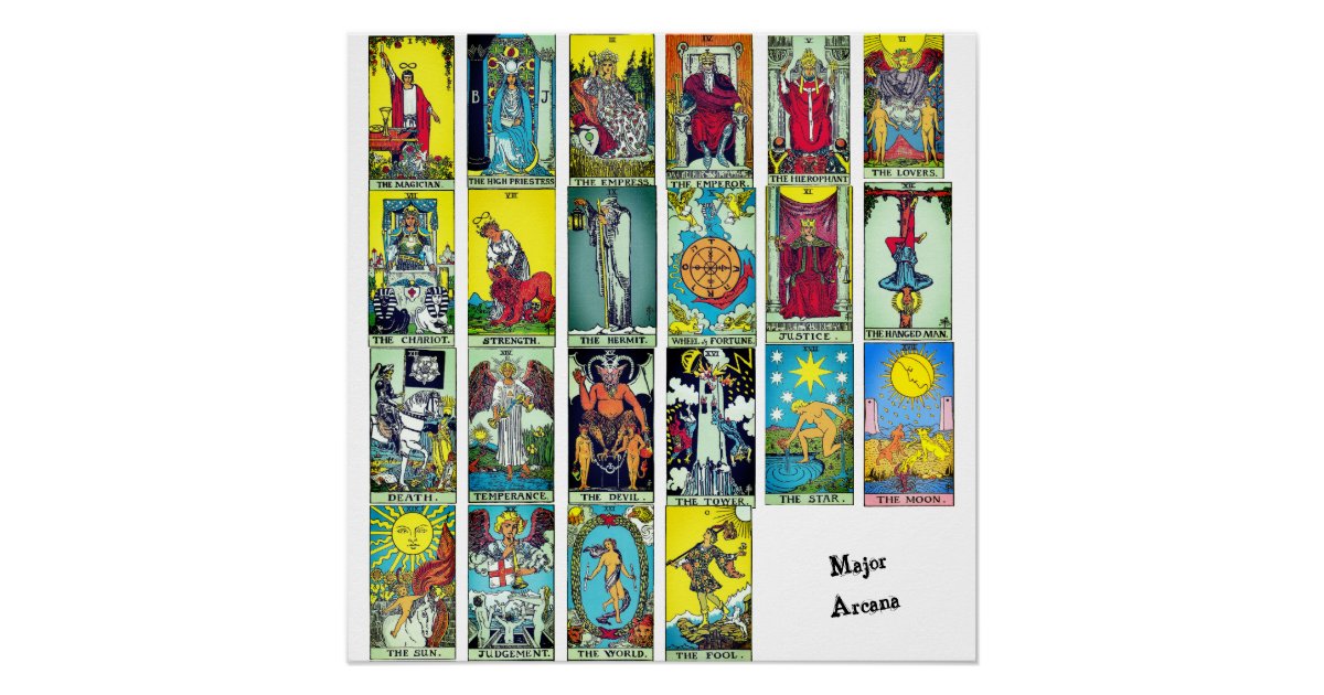 Major Arcana Card Chart Tarot Poster Zazzle