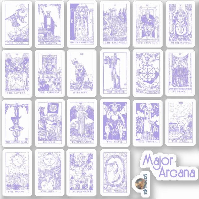 Major Arcana Sticker Sheet in Pastel Goth Purple (Front)