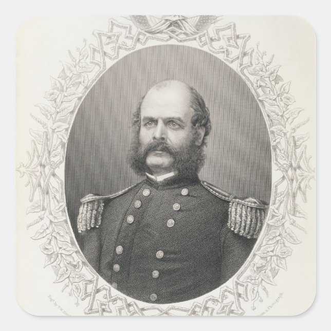 Major General Ambrose Everett Burnside Square Sticker (Front)