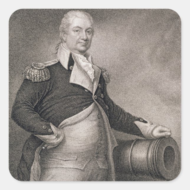 Major General Henry Knox (1750-1806) engraved by J Square Sticker (Front)