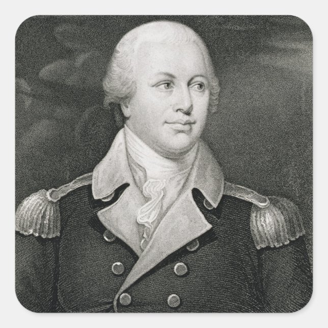 Major General Nathaniel Greene (1742-86), engraved Square Sticker (Front)