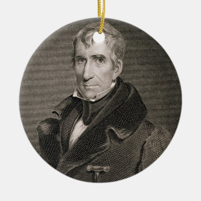 Major General William Henry Harrison, engraved by Ceramic Tree Decoration (Front)