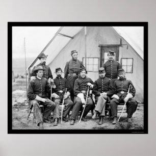 Major H.W. Sawyer and Staff at Camp Stoneman 1865 Poster
