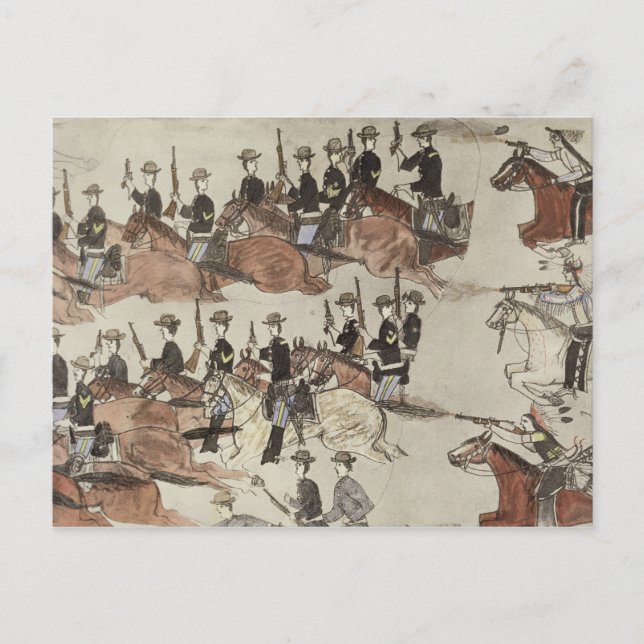 Major Marcus Reno's retreat before the Indian coun Postcard (Front)