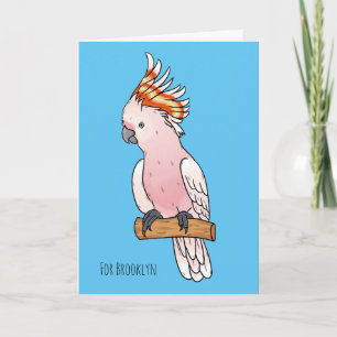 Major mitchell cockatoo bird cartoon illustration card