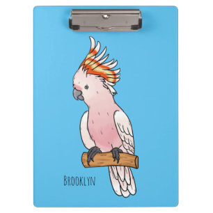 Major mitchell cockatoo bird cartoon illustration  clipboard