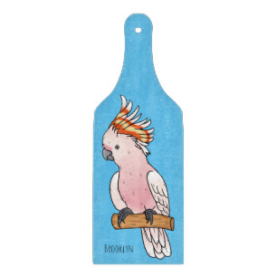 Major mitchell cockatoo bird cartoon illustration cutting board