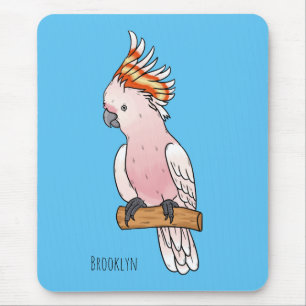 Major mitchell cockatoo bird cartoon illustration mouse mat