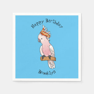 Major mitchell cockatoo bird cartoon illustration napkin