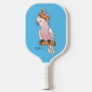 Major mitchell cockatoo bird cartoon illustration  pickleball paddle