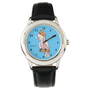 Major mitchell cockatoo bird cartoon illustration  watch