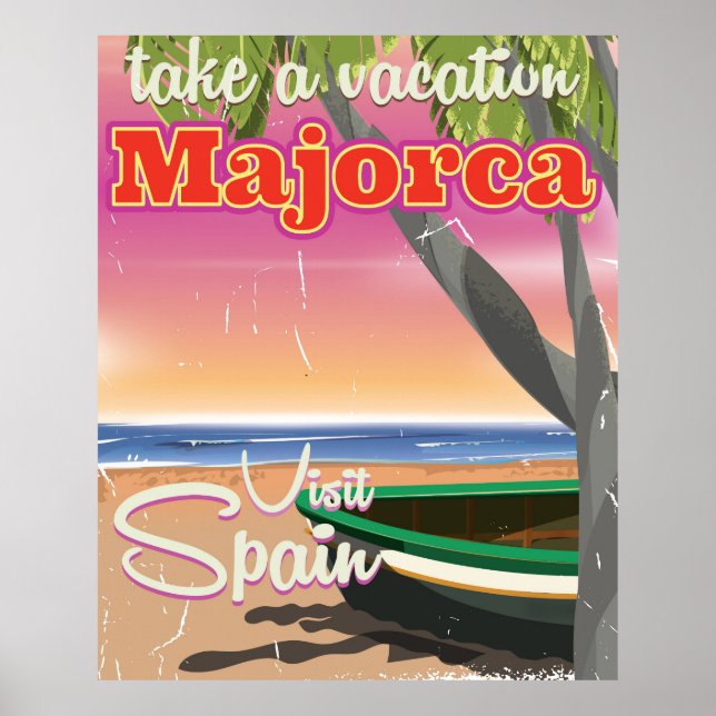 Majorca, Spain retro beach vacation Poster (Front)