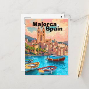 Majorca Spain Travel Postcard Art, Spain Travel Po