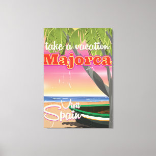Majorca, Spain vintage beach vacation Poster Canvas Print