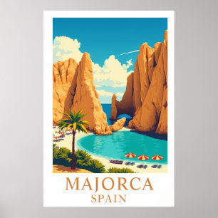 Majorca Spain Vintage Travel Mediterranean Art Poster