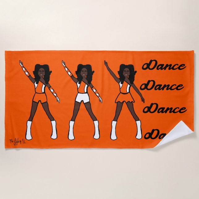 Majorette/Dancer Beach Towel (Orange White) (Front)