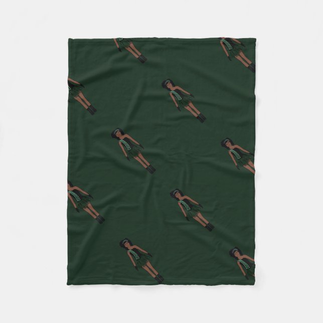 Majorette/ Dancer Fleece Blanket Black & Forest (Front)