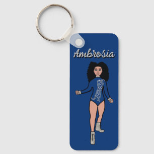 Majorette/ Dancer Keychain Blue Silver Tiger B