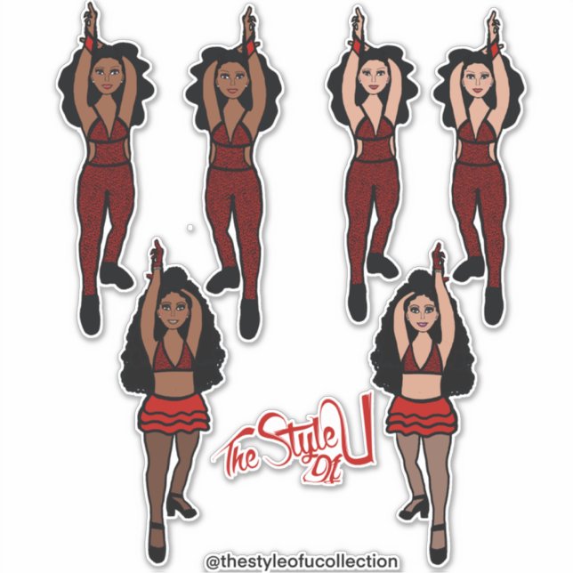 Majorette / Dancer Quick Change Stickers Red x2 (Front)