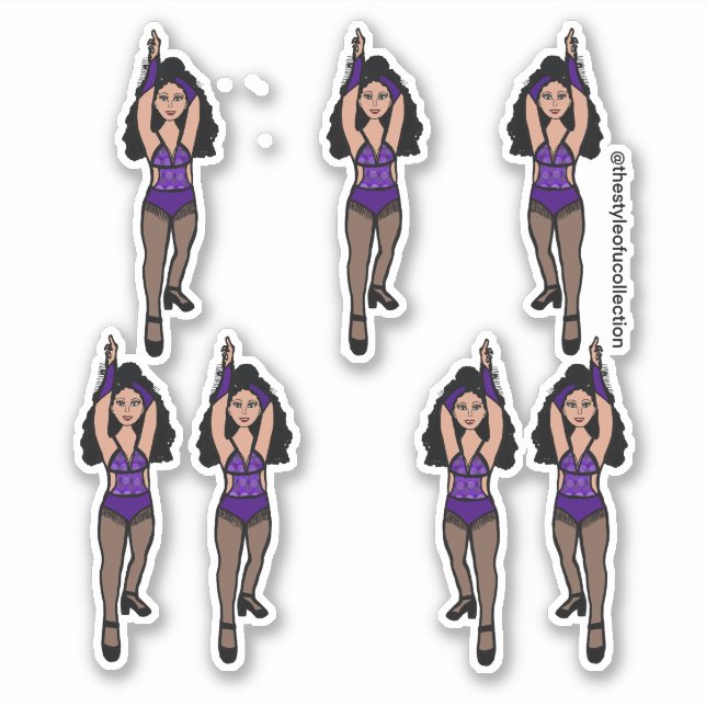 Majorette / Dancer Sticker Purple/ Black Fringe 2 (Front)
