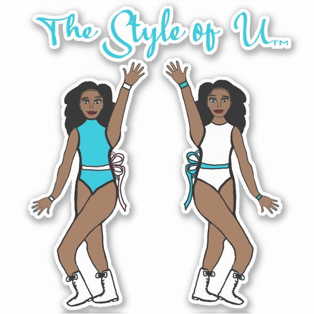 Majorette / Dancer Stickers Aqua Ribbon (Front)