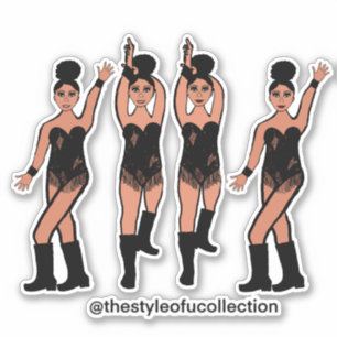 Majorette / Dancer Stickers Black Fringe #2