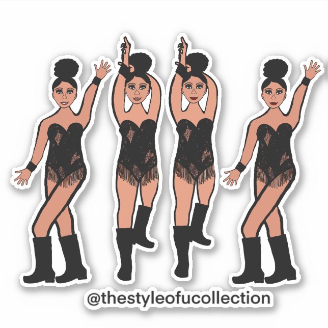 Majorette / Dancer Stickers Black Fringe #2 (Front)