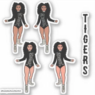 Majorette / Dancer Stickers Black Silver Tiger 2