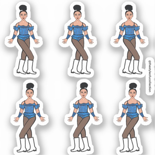 Majorette/ Dancer Stickers Blue Stones B (Front)