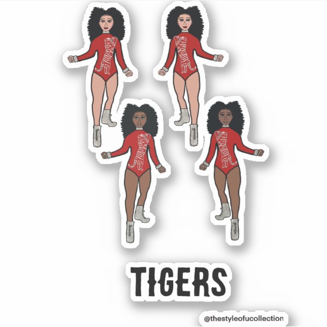 Majorette / Dancer Stickers Red Silver Tiger (Front)