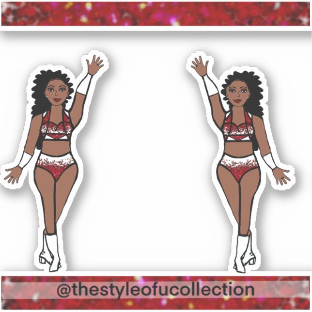 Majorette / Dancer Stickers Red Sparkle (Front)