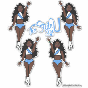 Majorette / Dancer Stickers White & Light Blue