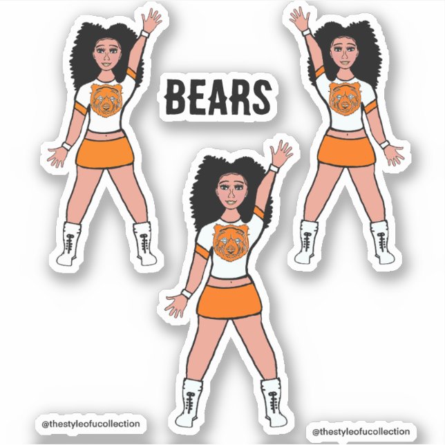 Majorette / Dancer Stickers White Orange Bear B (Front)